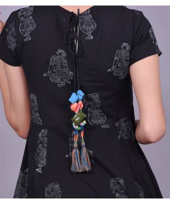 Black Cotton Flex material rich look knee length western kurti 5