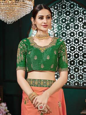 Orange embroidered Banarasi Silk saree with blouse 4