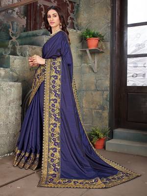 Purple embroidered art silk saree with blouse 2