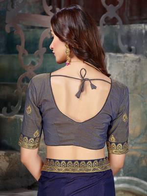 Purple embroidered art silk saree with blouse 5