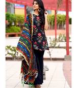 Black Block Printed Mughal Boota With Sharara Pant