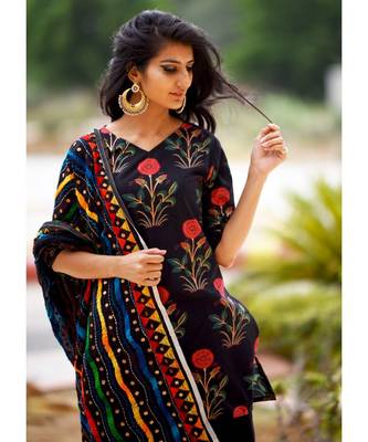 Black Block Printed Mughal Boota With Sharara Pant 3