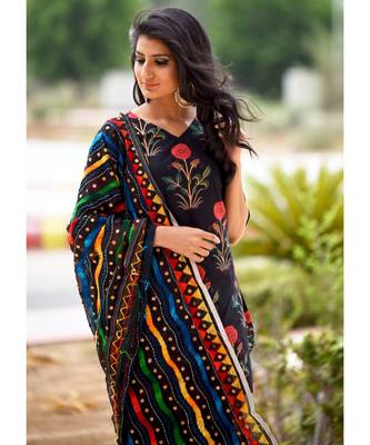 Black Block Printed Mughal Boota With Sharara Pant 4