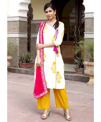Amber Mughal Butta Handblock Kurta Set With Gulabo Dupatta 1