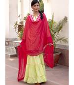 Aasma Green Gota Embroidered Ethnic Sharara Set With Pink Dupatta