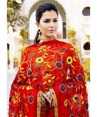 Grass Green High Low Gota Work Kurta Set With Red Dupatta 3