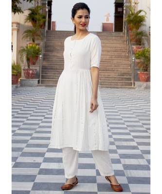 Plain White Side Gota Work Suit Without Dupatta 1