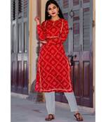 Summer Red Bandhani Kurta Set