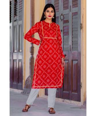 Summer Red Bandhani Kurta Set 2