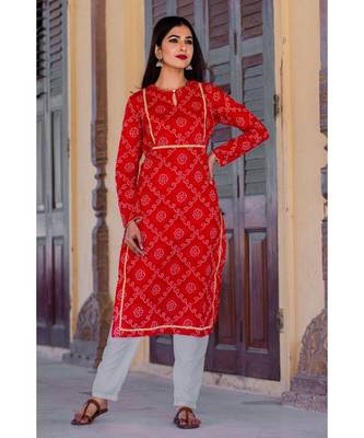 Summer Red Bandhani Kurta Set 3