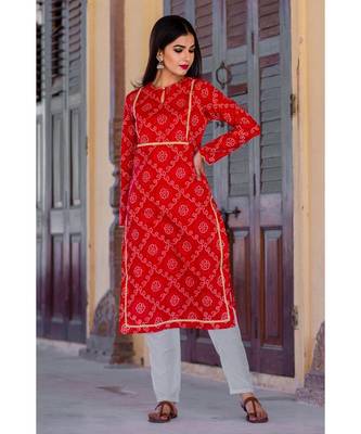 Summer Red Bandhani Kurta Set 4