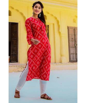 Candy Red Bandhni Kurta Set 2