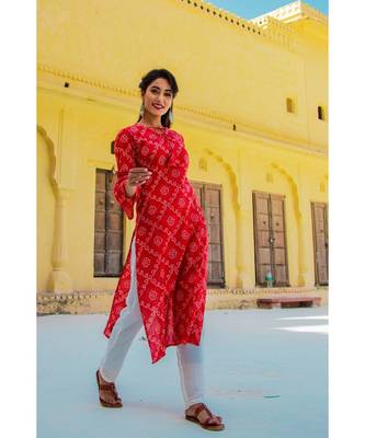 Candy Red Bandhni Kurta Set 3