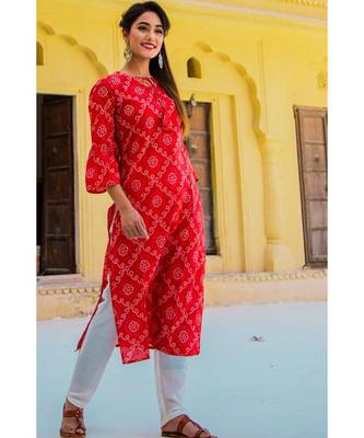 Candy Red Bandhni Kurta Set 5