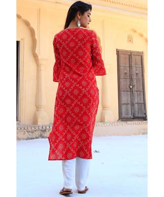 Candy Red Bandhni Kurta Set 6
