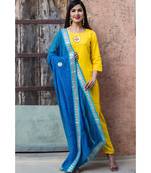 Yellow Honey Kurta Set With Lehariya Dupatta