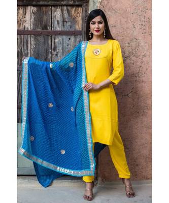 Yellow Honey Kurta Set With Lehariya Dupatta 2