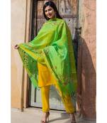 Canary Yellow Suit Set With Green Gotta Work Dupatta