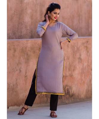 Cloudy Grey Kurta Set With Black Lehriya Dupatta 5