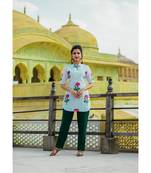 White Rosewood Kurta Set With Pink Dupatta