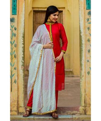 Beautiful Red Kurta Set With Red Dupatta 2