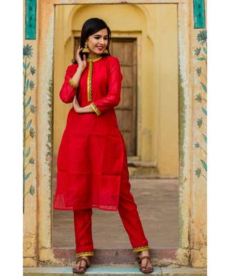 Beautiful Red Kurta Set With Red Dupatta 5