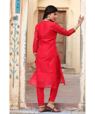 Beautiful Red Kurta Set With Red Dupatta 6