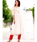 White Zari Gotta Embellished Anarkali Kurta Set