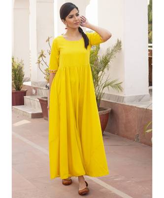 Kesariya Gulab Hot Yellow Gota Dress With Dupatta 5