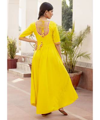 Kesariya Gulab Hot Yellow Gota Dress With Dupatta 6