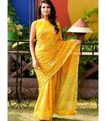 Beautiful Yellow Bandhej Saree With Blouse