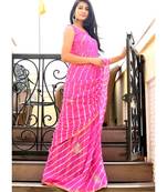 Beautiful Pink Lahariya Saree With Blouse