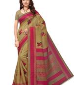 Pink Printed Art Silk Saree With Blouse