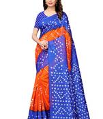 Orange Printed Art Silk Saree With Blouse