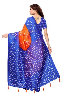 Orange Printed Art Silk Saree With Blouse 3