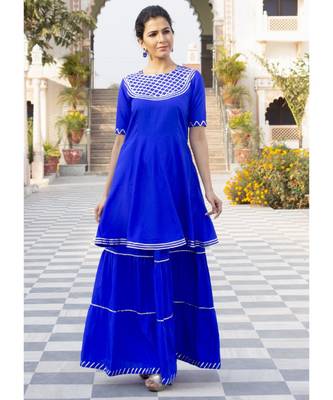 Deep Blue Karishma Short Kurta Skirt Set 2