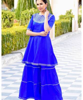 Deep Blue Karishma Short Kurta Skirt Set 4