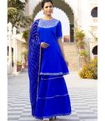 Mukta Hot Blue Short Kurta Skirt Set