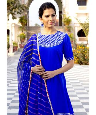 Mukta Hot Blue Short Kurta Skirt Set 5