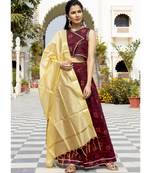 Aasma Dark Rosewood Lehenga Set With Golden Banarasi Dupatta
