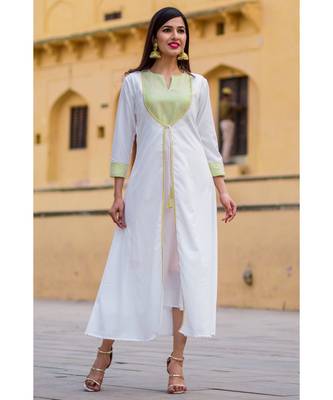 Daisy White & Cream Front Open Maxi Dress 1