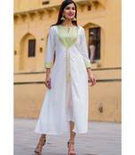 Daisy White & Cream Front Open Maxi Dress