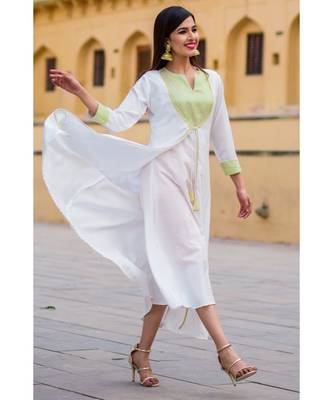 Daisy White & Cream Front Open Maxi Dress 3