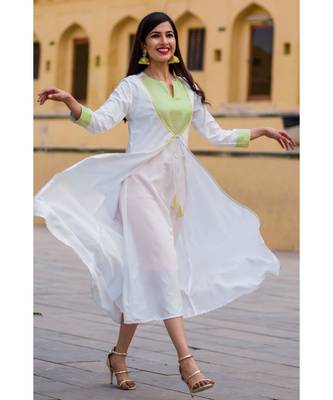 Daisy White & Cream Front Open Maxi Dress 5