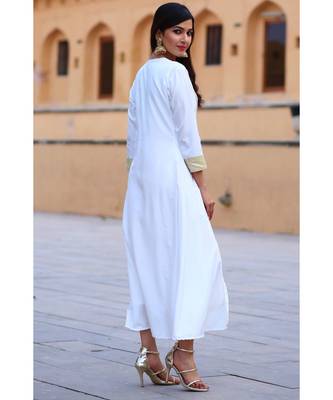 Daisy White & Cream Front Open Maxi Dress 6