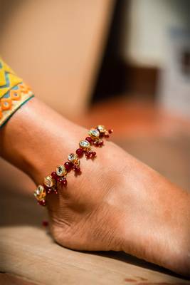 Kundan And Red Onyx Anklets 2