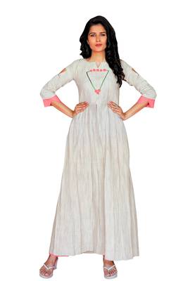 Off white  Embroidery Khadi Cotton kurtas-and-kurtis 3