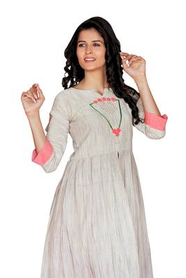 Off white  Embroidery Khadi Cotton kurtas-and-kurtis 4