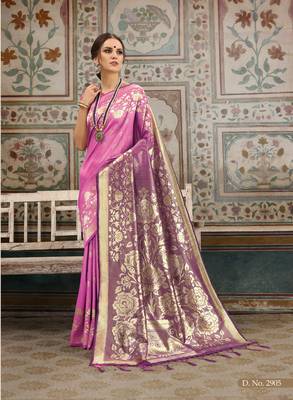 Purple Printed Faux Kanjivaram Silk Saree With Blouse 1