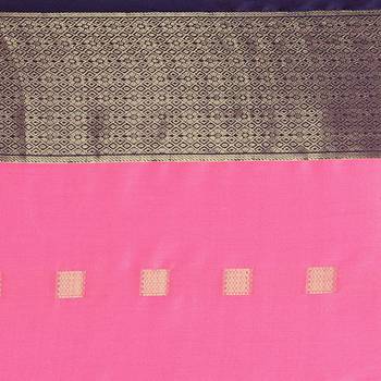 Pink woven cotton silk saree with blouse 4